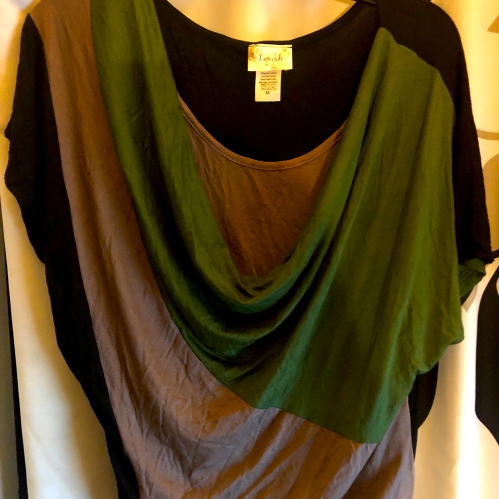 Lavish women green brown and black blouse